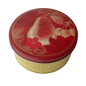 Harry & David Floral Pear Round Covered Decorative Tin